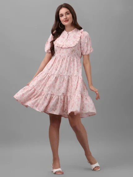 DRESSES FOR WOMEN WESTERN WEAR FLORAL WHITE